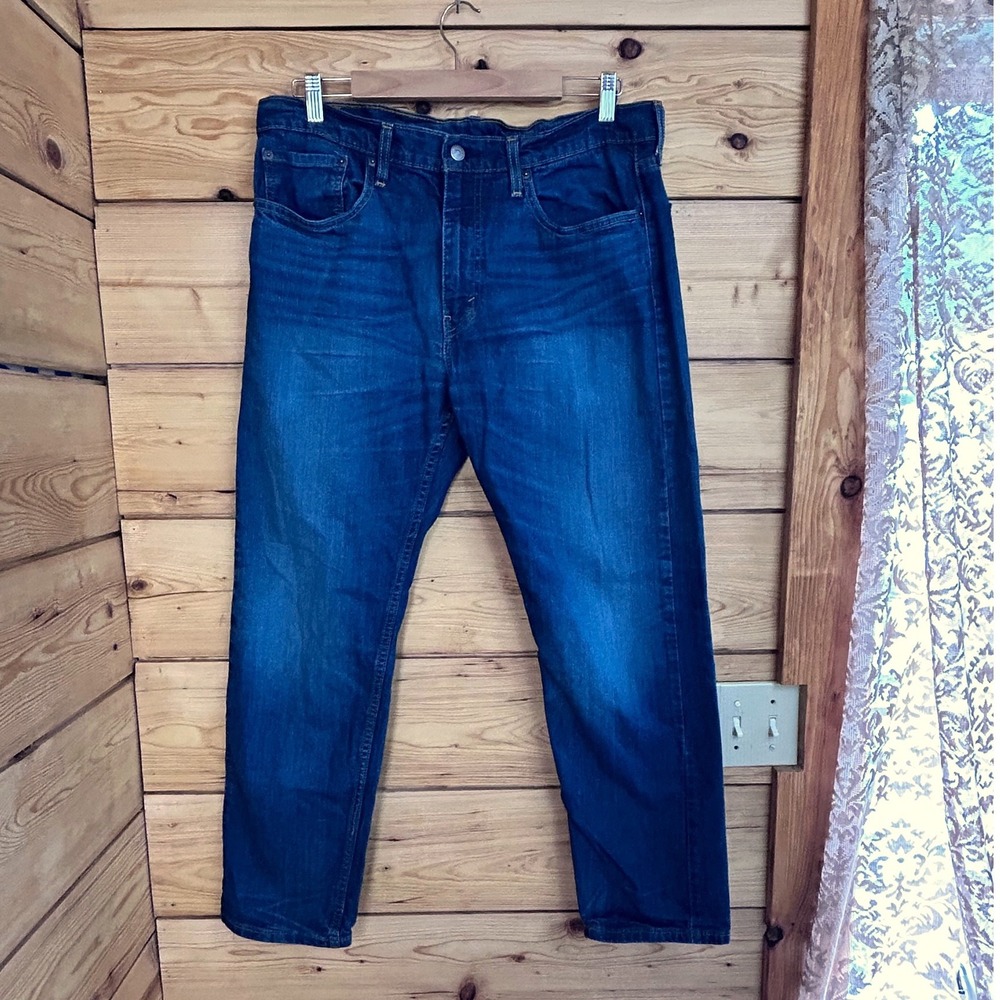 Levis 502 Regular Taper‎ Mens Jeans Blue Denim 36x32 Medium Wash Tapered Leg